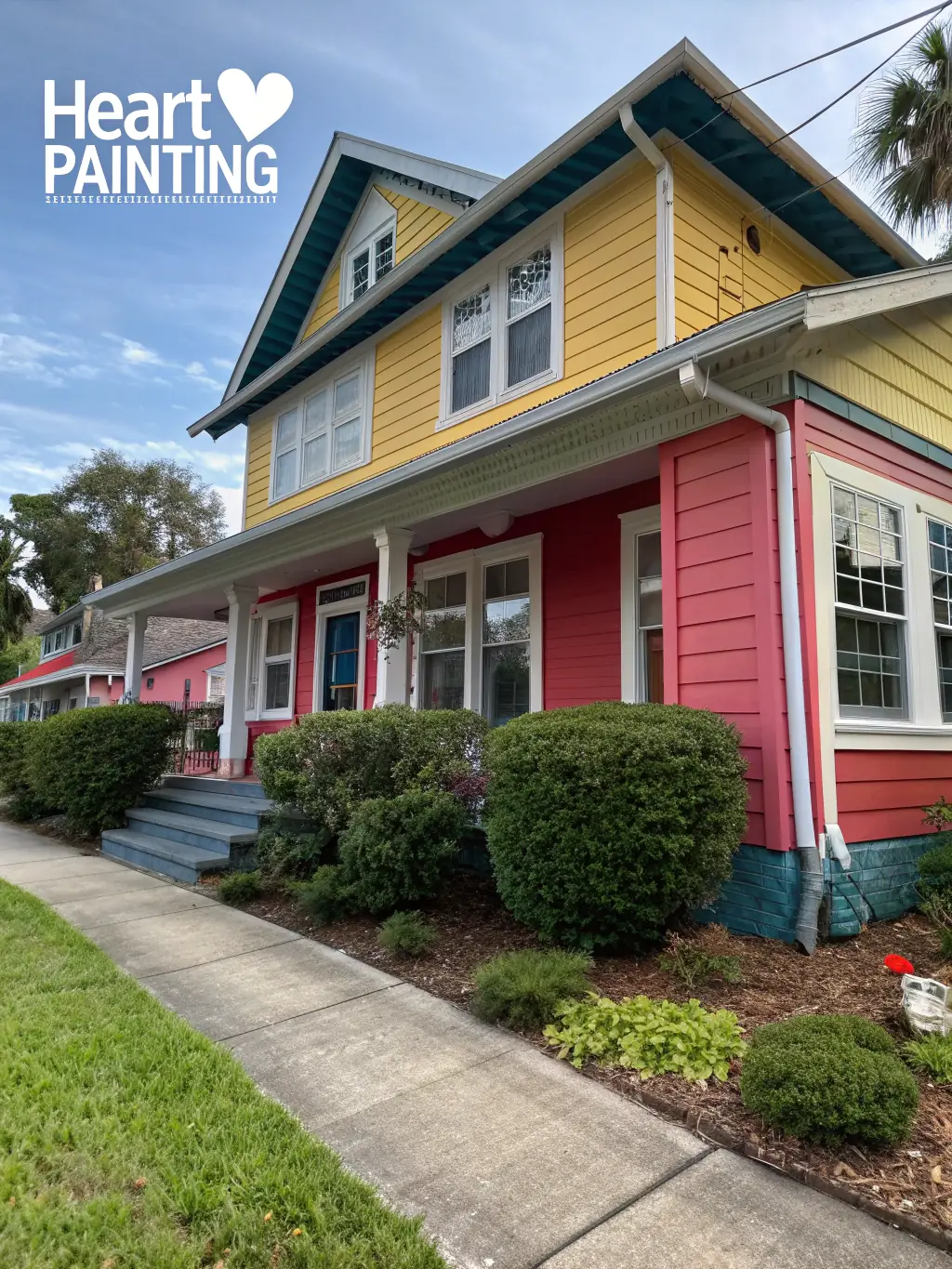 A house with a freshly painted exterior, showcasing vibrant color and clean finish, highlighting ProTone Painting Services' exterior painting skills.